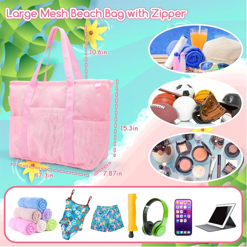 2025 New Style Custom Logo Large Market Grocery Shopper Gift Beach Net Shopping Travel Beach Black Mesh Tote Bag