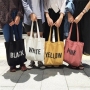 Custom Printed Logo Reusable Long Shoulder Belt Canvas Shopping Tote Cotton Bag