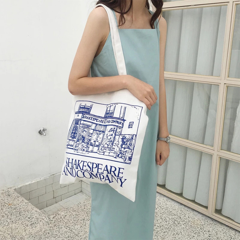 Reusable Eco Friendly Custom Grocery Shopping Foldable Canvas Cotton Fabric Tote Bags