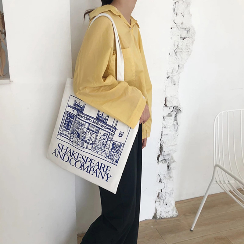 Reusable Eco Friendly Custom Grocery Shopping Foldable Canvas Cotton Fabric Tote Bags