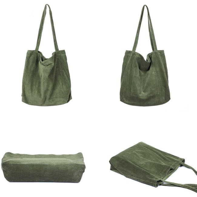 Женская вельветовая сумка большой емкости для покупок через плечо с карманом
