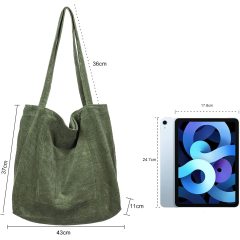 Damen-Cordsamt-Einkaufstasche Große Kapazitäts-Einkaufs-Umhängetasche mit Tasche