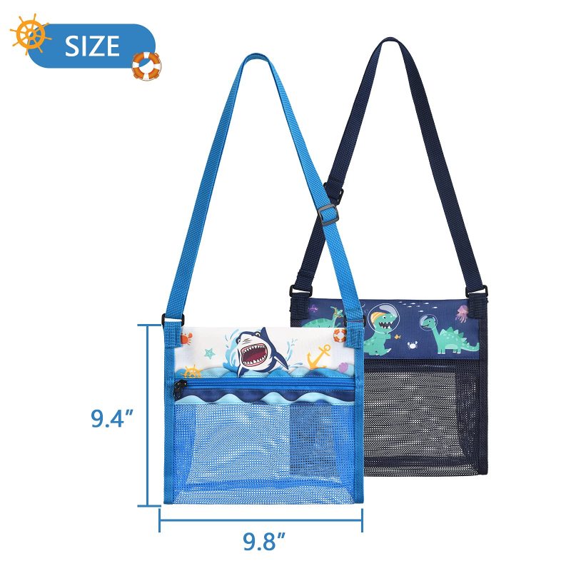 Cute Convenient Shell Collecting Mesh Beach Toy Bag kids Shoulder Bag Grocery Picnic Tote Bag