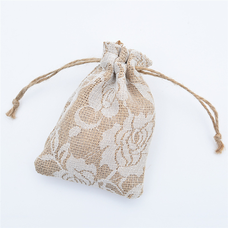 Promotion Small Packaging Pouch Natural Jute Burlap Drawstring Gift Bag Cosmetic Jewelry Packaging Bags