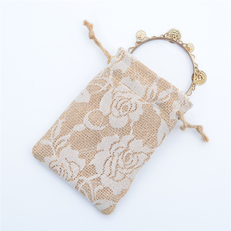 Promotion Small Packaging Pouch Natural Jute Burlap Drawstring Gift Bag Cosmetic Jewelry Packaging Bags
