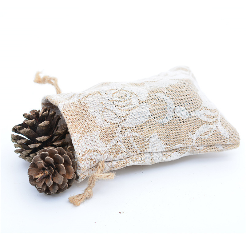 Promotion Small Packaging Pouch Natural Jute Burlap Drawstring Gift Bag Cosmetic Jewelry Packaging Bags