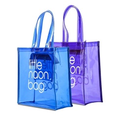 Hochwertige, kundenspezifische, umweltfreundliche, transparente kleine PVC-Einkaufstasche in Neonrosa für Frauen