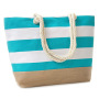 Waterproof Top Zipper Closure large canvas Travel Shoulder Handbag Women Stripe Beach Summer Bag with pocket