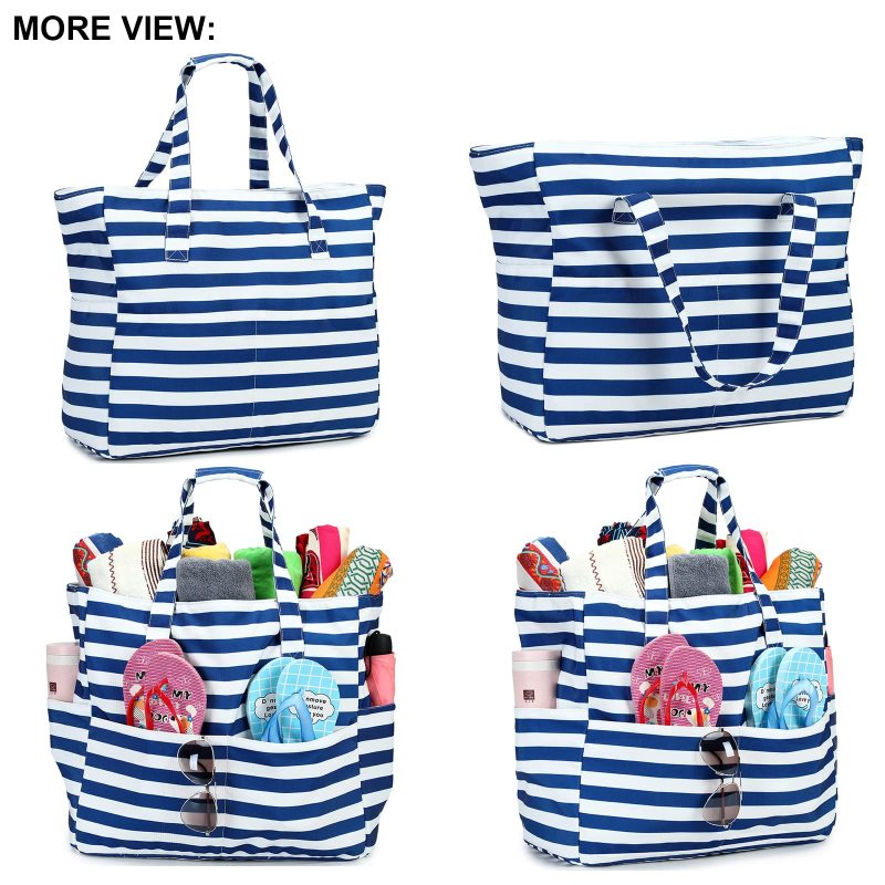 Washable Multi Pockets beach bags personalized Women Waterproof Zipper Beach Tote Bag For Gym Sport Shopping Travel