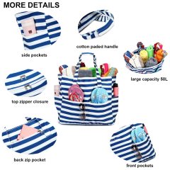 Waschbare Strandtaschen mit mehreren Taschen, personalisierbar, wasserdichte Reißverschluss-Strandtasche für Fitnessstudio, Sport, Einkaufsreisen