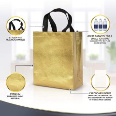 Metallisch laminierte PP-Non-Woven-Gold-Tote-Verpackungs-Geschenktüten für Non-Woven