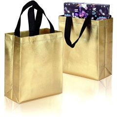 Металлическое прокатанное Тоте золота ПП не сплетенное упаковывая сумки подарка для не сплетенного