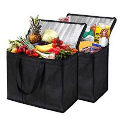 Bolsas negras térmicas para refrigerador de compras, reutilizables, con aislamiento, grandes y resistentes