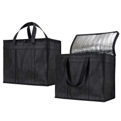 Grands sacs de refroidisseur d'achats noirs thermiques d'épicerie d'emballage réutilisables isolés résistants