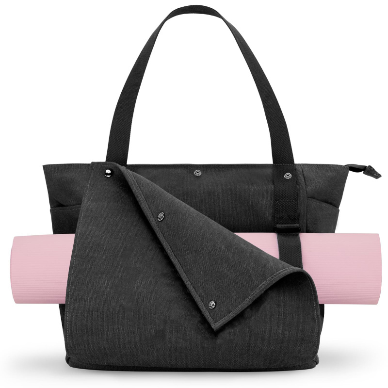 Yoga Mat Bag with Pockets Fits All Size Mats Multi-Functional Storage Pockets Durable Canvas Large Yoga Mat Tote Sling Carrier