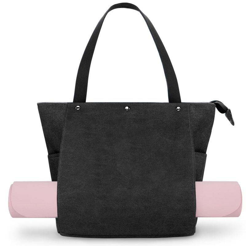 Yoga Mat Bag with Pockets Fits All Size Mats Multi-Functional Storage Pockets Durable Canvas Large Yoga Mat Tote Sling Carrier