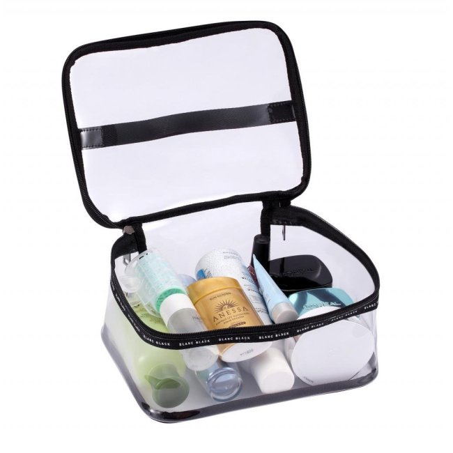 Bolsa de lavado de arena translúcida de PVC transparente portátil de gran capacidad al por mayor bolsa de cosméticos de maquillaje