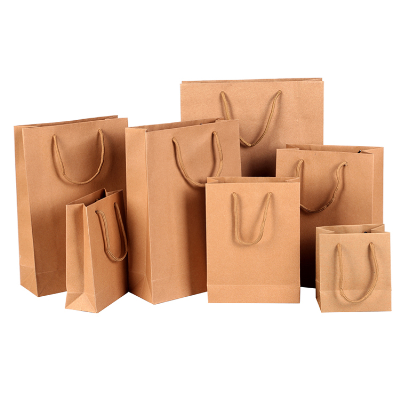 China Manufacturers Custom Printing Cheap Shopping Carry Packaging Recycled Brown Kraft Paper Bags