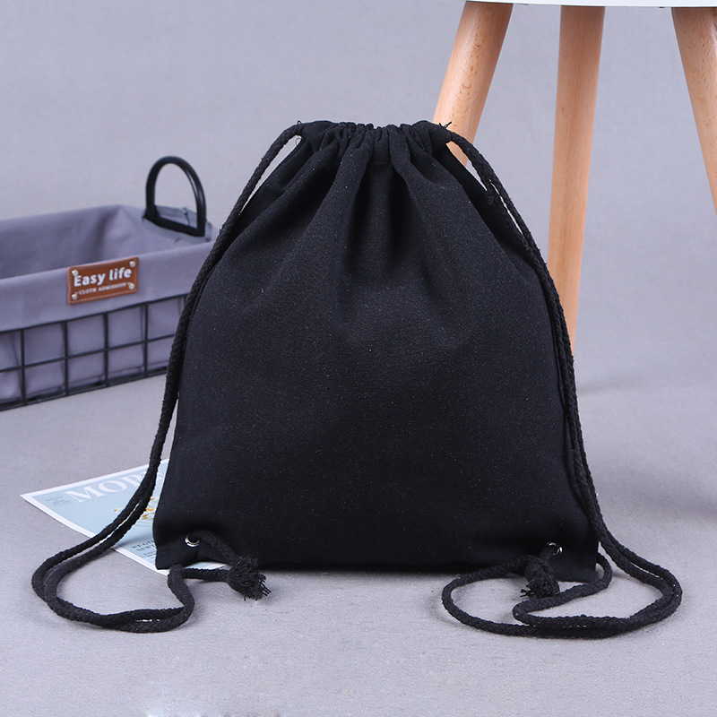 Reusable organic cotton canvas fabric muslin drawstring bag custom design cotton backpack blank cotton bags drawstring
