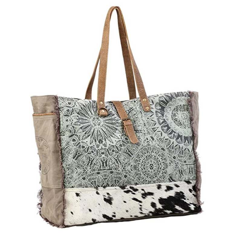 Customize Promotional Reusable Canvas Tote Bag Eco Friendly Brown Leather Handles Custom Cotton Canvas Bag