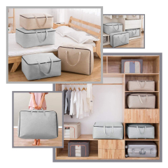 Mantas plegables personalizadas, organizador de armario de ropa, bolsa de almacenamiento de algodón para edredón para el hogar
