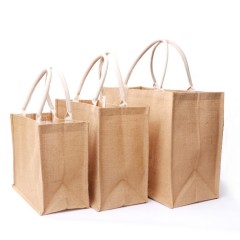 Bolsa de yute laminada respetuosa con el medio ambiente, arpillera, bolsa de playa de lino reutilizable, bolsas de compras de arpillera con logotipo personalizado