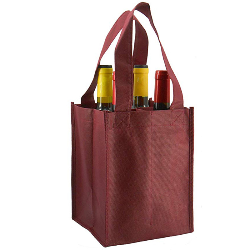 Wholesale Eco Friendly Heavy Duty Reusable 6 Bottles Carrier Non Woven Wine Tote Bag