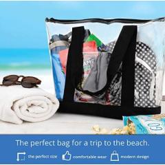 Kundenspezifische durchsichtige transparente Einkaufstasche aus PVC für kosmetische Toilettenartikel am Strand mit Reißverschluss
