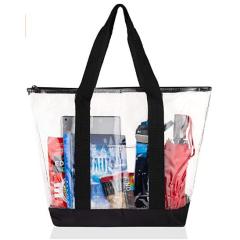 Kundenspezifische durchsichtige transparente Einkaufstasche aus PVC für kosmetische Toilettenartikel am Strand mit Reißverschluss