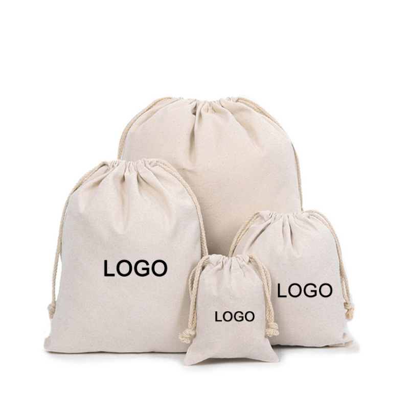 Kundenspezifische EinkaufstascheKundenspezifische Calico-Stoffbeutel, die  kleine Geschenk-Kordelzugbeutel aus Baumwollsegeltuch verpackenLieferant  von Umwelttaschen