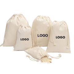 Kundenspezifische Calico-Stoff-Taschen, die kleine Baumwollsegeltuch-Geschenk-Kordelzug-Tasche verpacken