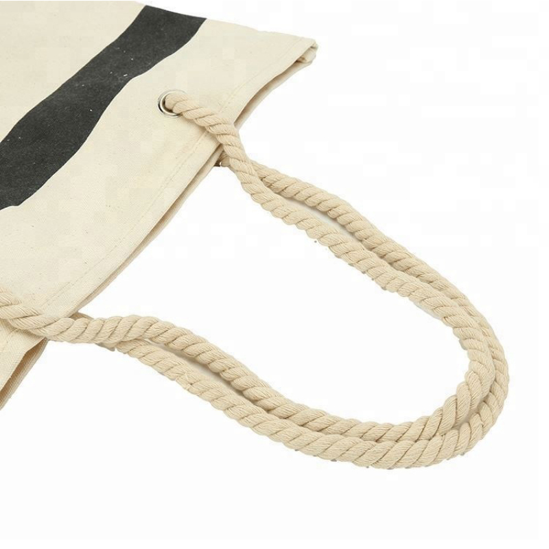 New arrival large capacity fashion custom logo cotton bag with thick rope handle