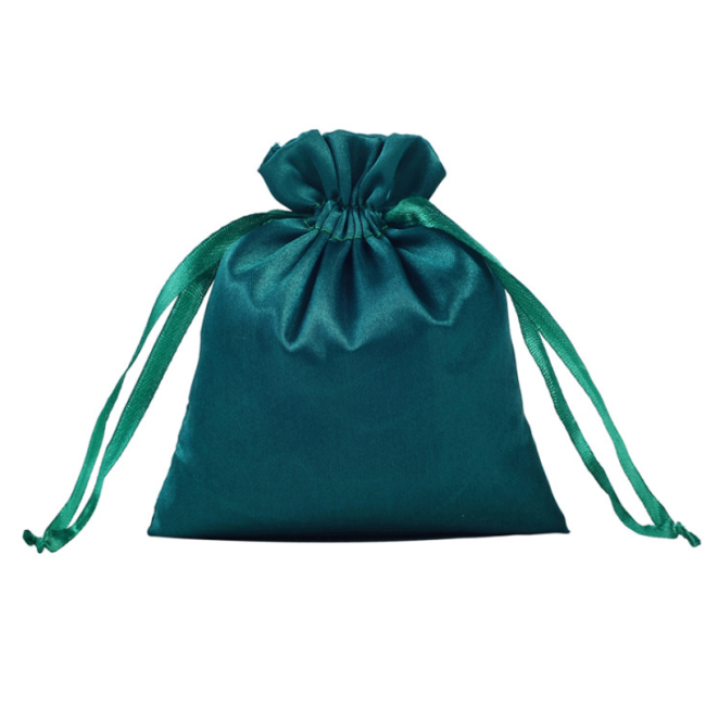 Gros cordon cadeau pochette en satin de soie emballage d'extension de cheveux sac en satin noir avec logo personnalisé
