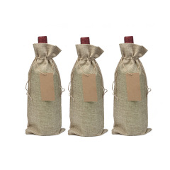 Прямые продажи с фабрики Портативные сумки для переноски бутылок вина из джута и льна Сумка для вина
