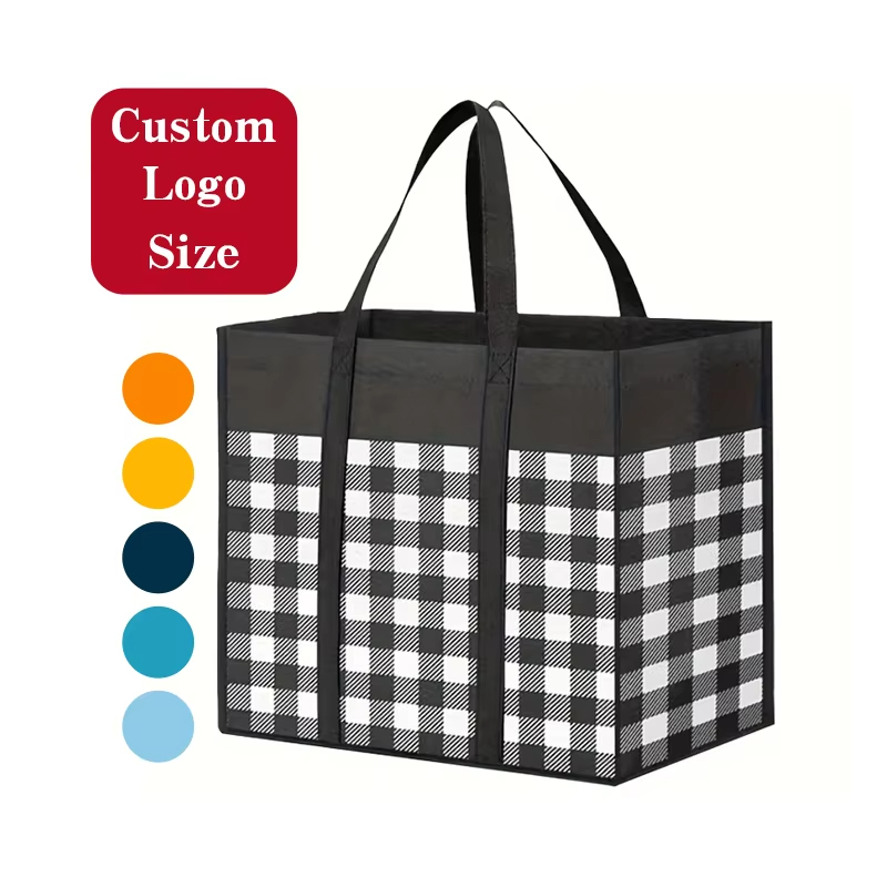 Custom Printing Logo Eco Reusable Shopping Storage Grocery Bag Laminated Non Woven Tote Bags Rpet Non Woven Bag