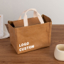 Promotional Wholesale Custom Logo Large Washable Kraft Pape Tote Bag Lunch Bags with Logo for Bento Work Class