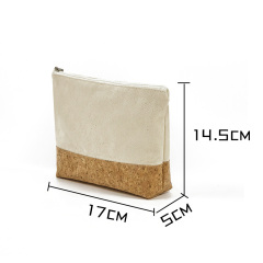 Fabricante personalizado Eco algodón lienzo corcho maquillaje artículos de tocador cremallera bolsa con logotipo impreso bolsa de cosméticos regalo