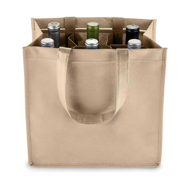 Venta al por mayor, bolsas no tejidas plegables personalizadas, bolsa de vino de 6 botellas