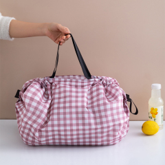 Оптовая Экологичная складная сумка для покупок из полиэстера, изготовленная на заказ, многоразовая продуктовая сумка