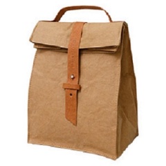 Wholesale Reusable Washable Waterproof Brown Kraft Paper Insulated lunch bag Food Box Delivery picnic Cooler Bag