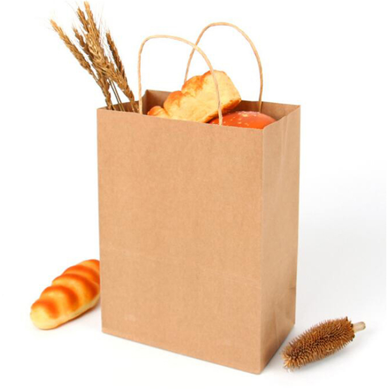 Custom Your Own Logo Size Color Cheap Food Take Away Brown kraft Paper Bag with handle