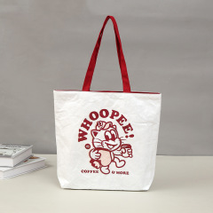 Bolsa de papel lavable con logotipo de diseño personalizado, bolsa de papel marrón reciclada, bolsa de asas de papel Tyvek