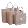 Eco friendly laminated jute bag burlap reusable linen beach bag hessian shopping tote bags with custom logo
