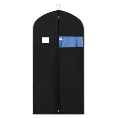Logo personnalisé en gros Non tissé hommes vêtements poussière costume couverture luxe noir écologique tissu costume couverture vêtement sac avec fermeture à glissière