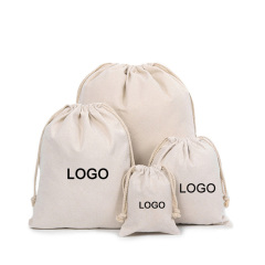 Großhandel umweltfreundlicher Baumwollbeutel mit individuellem Logo bedruckter Leinwand-Baumwollkaliko-Kordelzugtasche mit Doppelschnur-Kordelzugbeutel