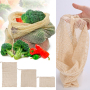 Многоразовая хлопковая сетчатая сумка для овощей Эко-продукция Хлопчатобумажная сетчатая сумка для хранения овощей Многоразовые сумки для покупок