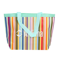 Colorful Striped Laminated Non Woven Bag Custom Logo Printed Tote Bags