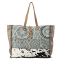 Custom Gift Style Pattern Printing Pu Leather Handle Heavy Duty Canvas Tote Bags