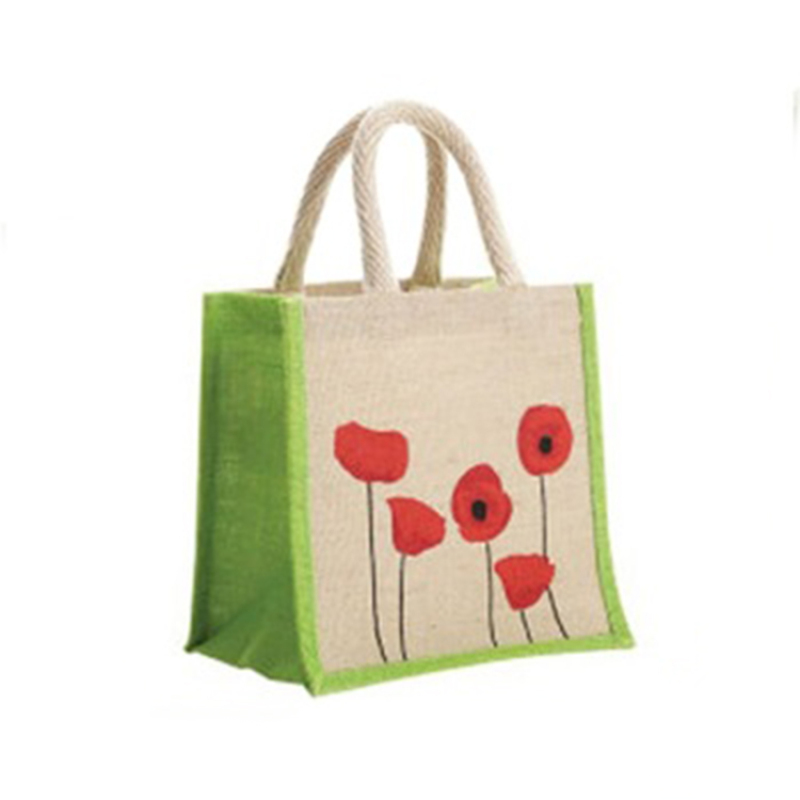 Hot Sale Different Styles Red Flower Printing Colorful Adjustable Folding Shopping Bag