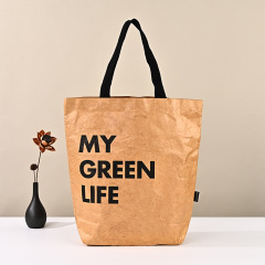 Custom Durable Waterproof Reusable Washable Brown Tote Paper beach Tyvek Shopping Bag